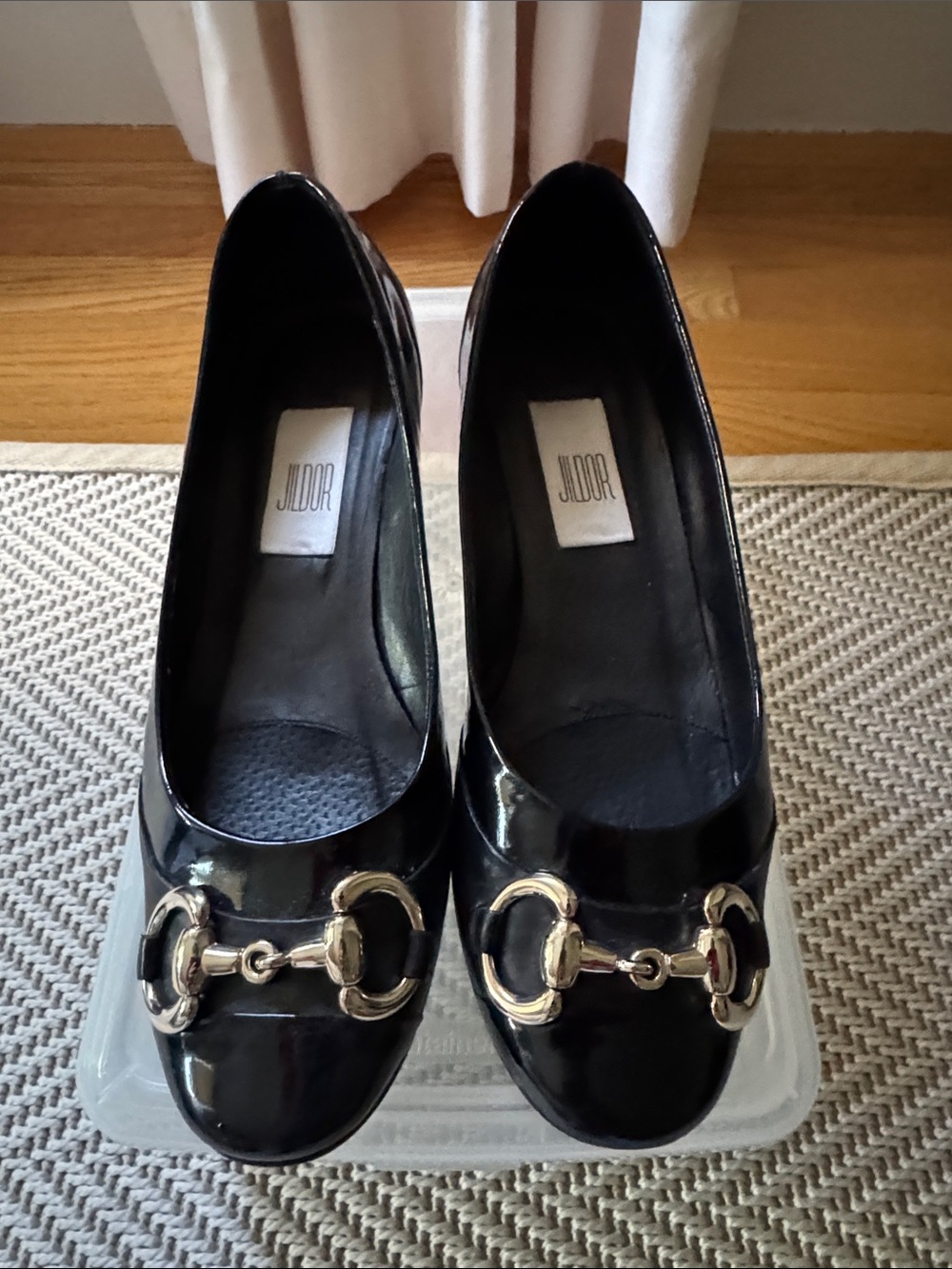 Black patent Leather Horsebit Pumps